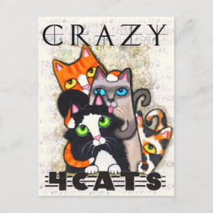 Crazy für Katzen Postkarte