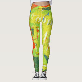Crazy Gelb Rot Tanz Leggings