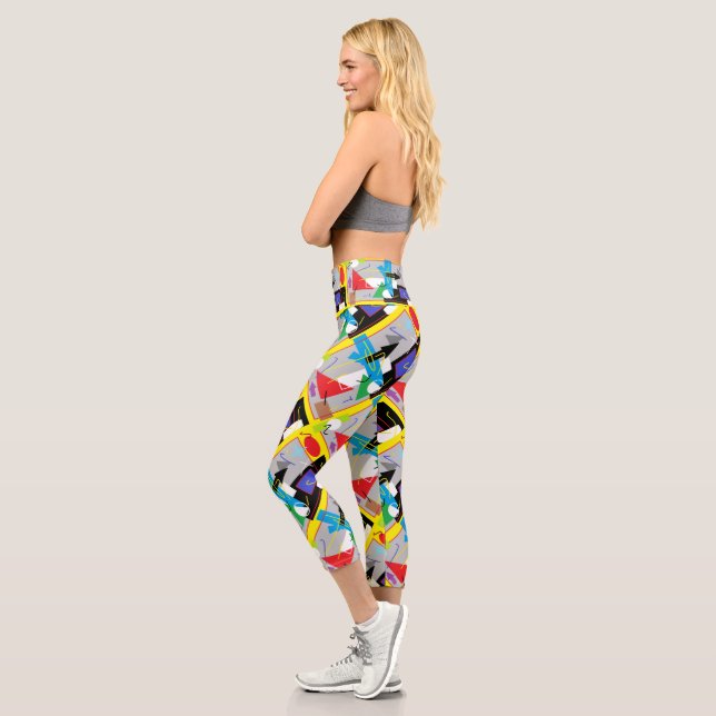 Crazy Geometry Abstrakte Kunst Capri Leggings (Links)