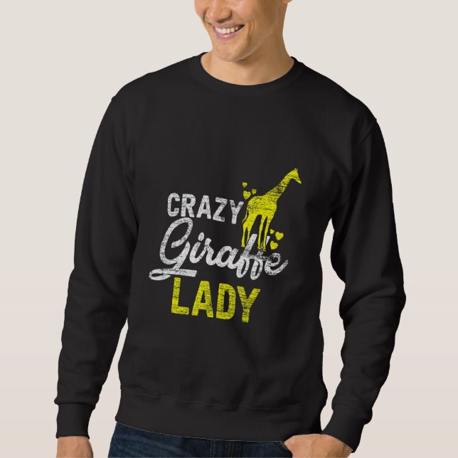 Crazy Giraffe Lady Vintag Zoo Schlägerin Girls Sweatshirt (Vorderseite)