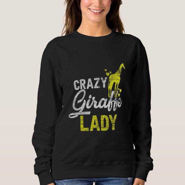 Crazy Giraffe Lady Vintag Zoo Schlägerin Girls Sweatshirt (Vorderseite)
