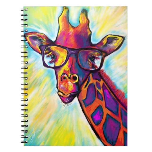 Crazy Giraffe Man Notebook Notizblock (Vorderseite)