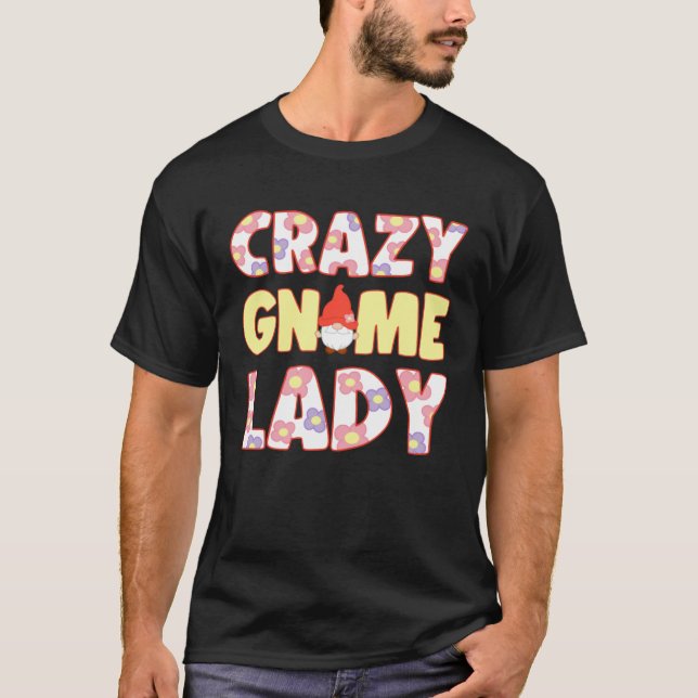 Crazy Gnome Lady With Elf Garden Miniature T-Shirt (Vorderseite)