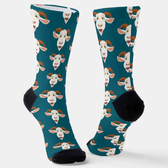 Crazy Goat Face Funny Cartoon Socken (Gewinkelt)
