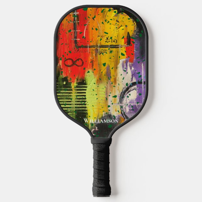 Crazy Graffiti Pollak sieht grün aus Pickleball Schläger (Vorderseite)