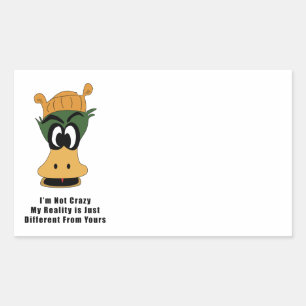 Crazy Green Cartoon Duck andere Realität Rechteckiger Aufkleber