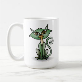 Crazy Green Cat Classic Tasse