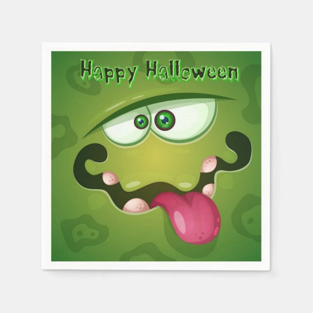 Crazy Green Monster Face Serviette (Vorderseite)