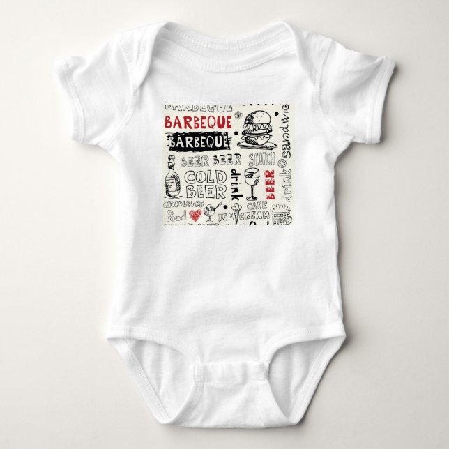 Crazy GRILLEN: Whimsical Doodle Art Baby Strampler (Vorderseite)