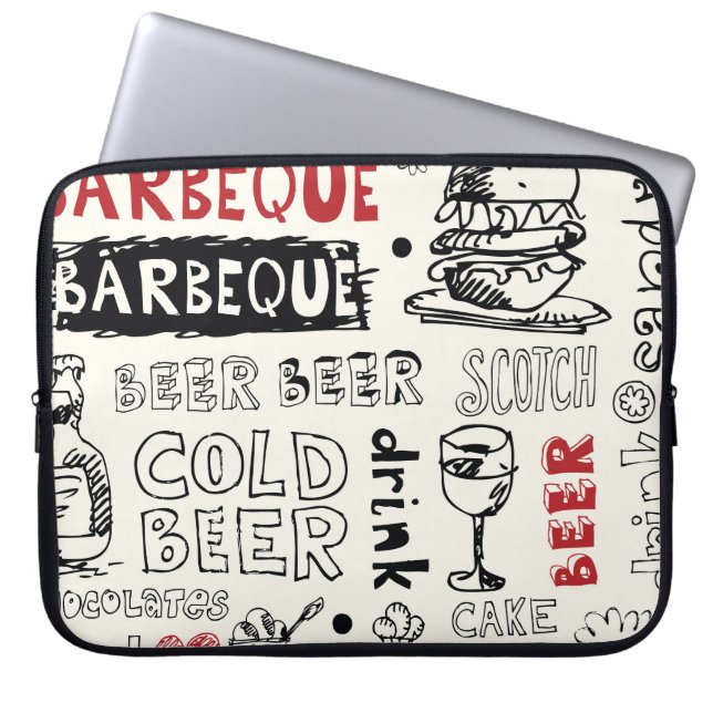 Crazy GRILLEN: Whimsical Doodle Art Laptopschutzhülle (Vorderseite)