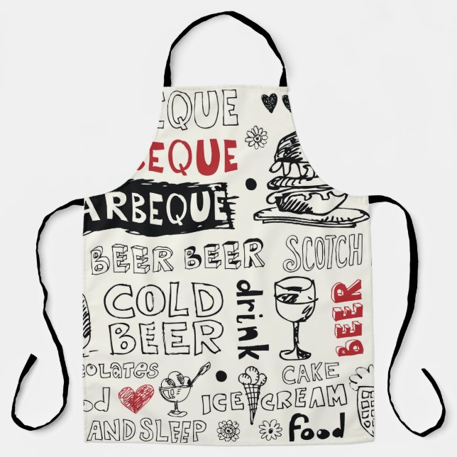 Crazy GRILLEN: Whimsical Doodle Art Schürze (Vorderseite)
