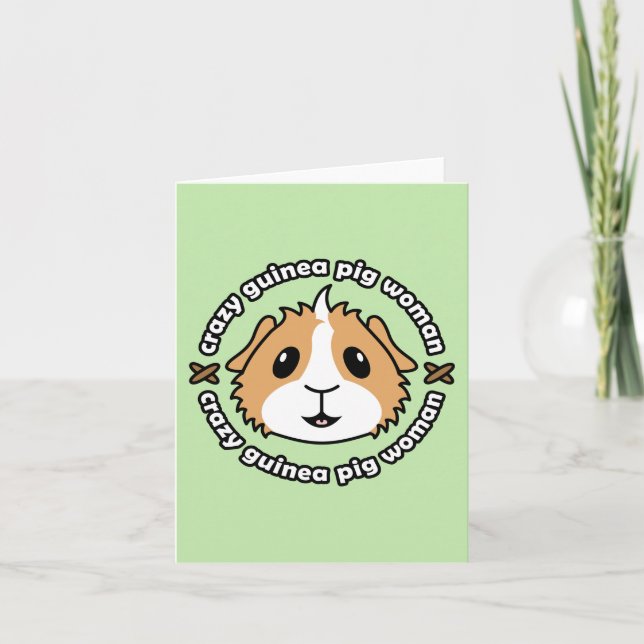 Crazy Guinea Pig Woman Greetings Card Karte (Vorderseite)