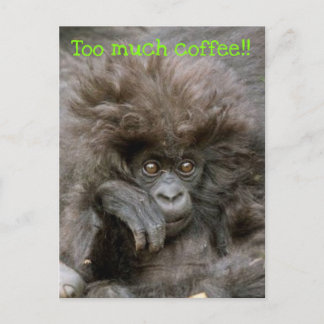 Crazy Hair Monkey zu viel Kaffee Postkarte