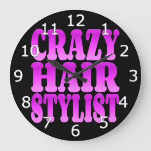 Crazy Hair Stylist Große Wanduhr