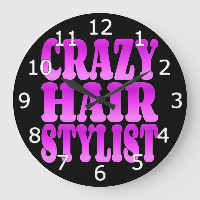 Crazy Hair Stylist Große Wanduhr (Vorderseite)