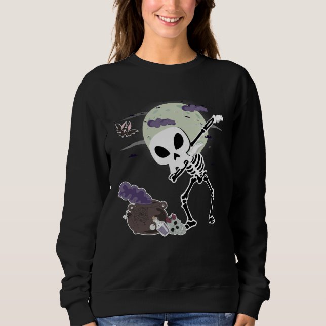 Crazy Halloween Alien Skull Dab Kids Skeleton Dabb Sweatshirt (Vorderseite)
