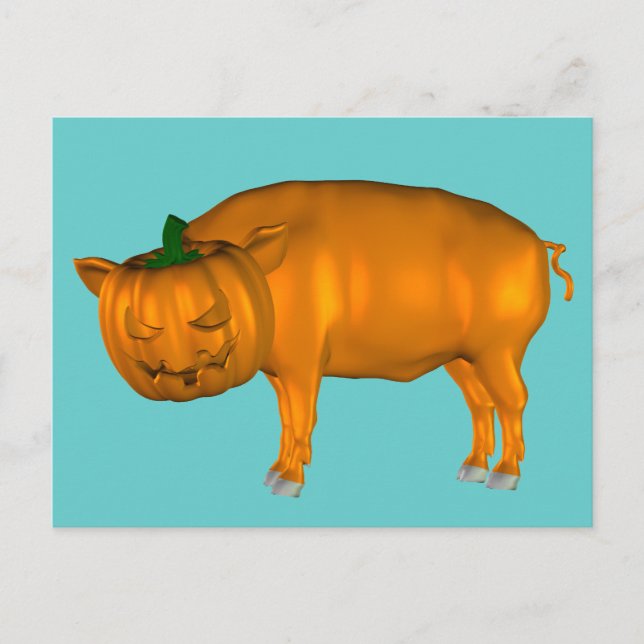 Crazy Halloween Pig Postkarte (Vorderseite)