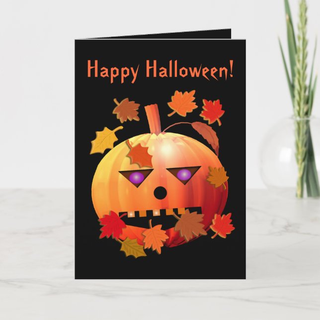 Crazy Halloween Pumpkin Karte (Vorderseite)