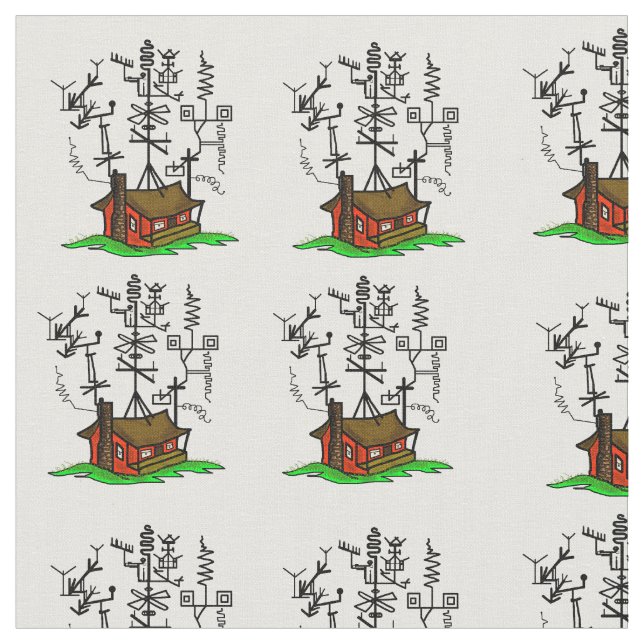 Crazy Ham Radio House Fabric Stoff (Nahaufnahme)