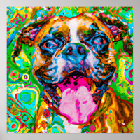 Crazy Happy Boxer Dog 2 Art Portrait