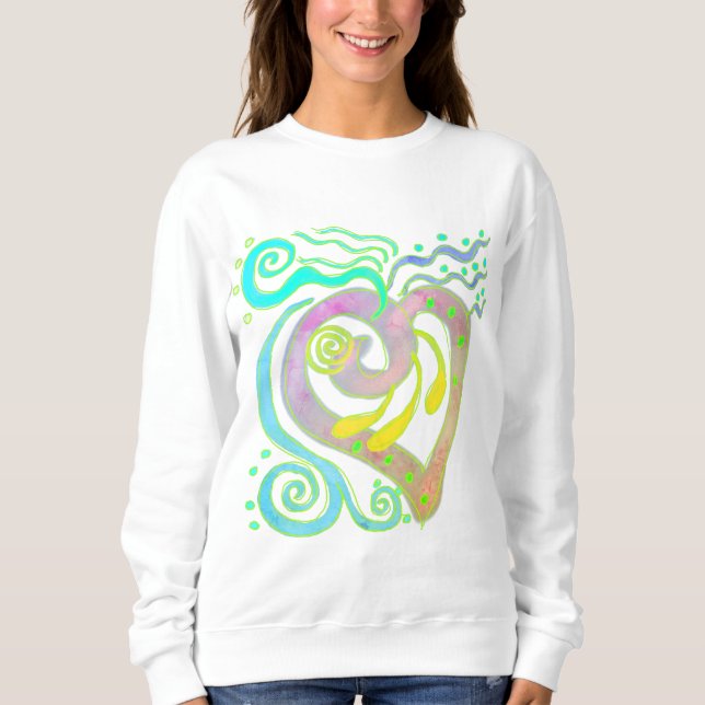 Crazy Heart Abstrakte Kunst zu tragen Sweatshirt (Vorderseite)
