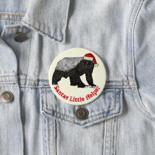 Crazy Honey Badger Santa Funny Quote Button