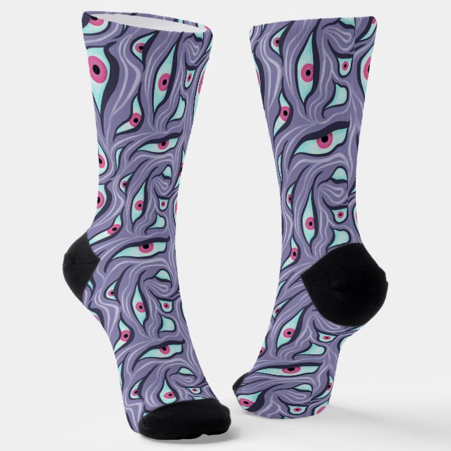 Crazy Horror Socken mit bösen Augen - Pastel Goth (Gewinkelt)