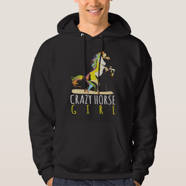 Crazy Horse Girl Horseback Riding Equestrian Horse Hoodie (Vorderseite)