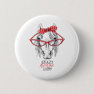 Crazy Horse Lady Horse Lover Frauen Bandana Horseb Button