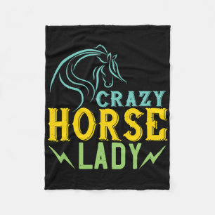 Crazy Horse Lady Reitpferd Lover - Reiten Fleecedecke
