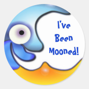 Crazy "I have been Mooned" Cartoon Sticker