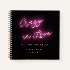 Crazy in Liebe Neon Glow Wedding Gästebuch Notizbuch