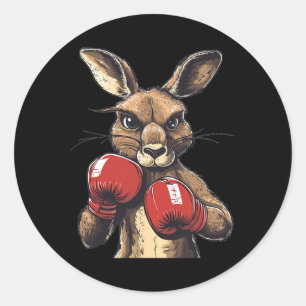Crazy Kangaroo mit Boxhandschuhen für einen wilden Runder Aufkleber