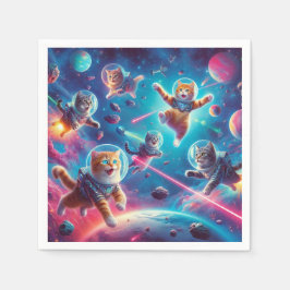 Crazy Katzen im Weltraum! Serviette