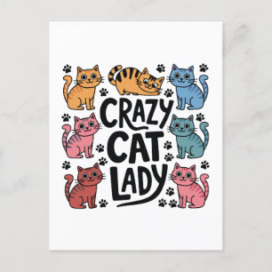 Crazy Katzenfrau Feiertagspostkarte