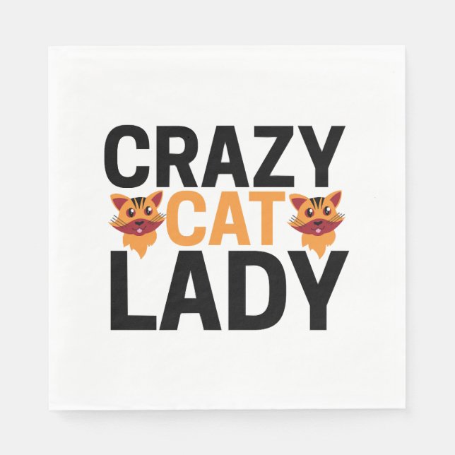 Crazy Katzenfrau Serviette (Vorderseite)