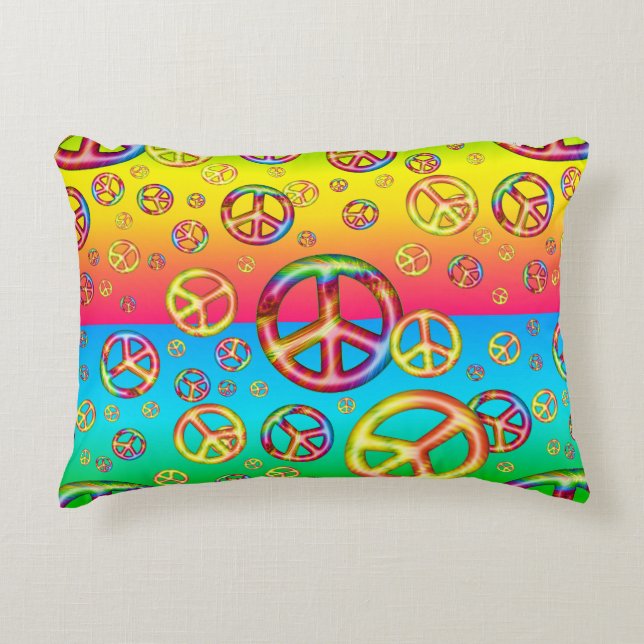 Crazy Kids Colors PEACE OUT-16x12 Accent Pillow Dekokissen (Vorderseite)