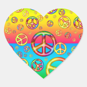 Crazy Kids Colors PEACE OUT Heart Stickers