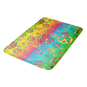Crazy Kids Colors-PEACE OUT-Large Bath Mat Badematte