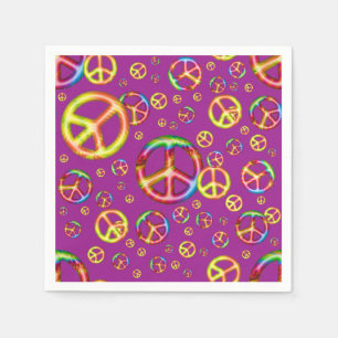 Crazy Kids Colors-PEACE OUT-Lila Paper Napkins Serviette