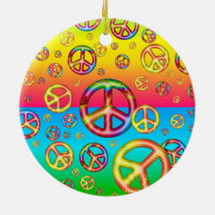 Crazy Kids Colors-PEACE OUT-Round Ornament