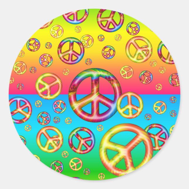 Crazy Kids Colors-Peace Out-Round Stickers (Vorderseite)