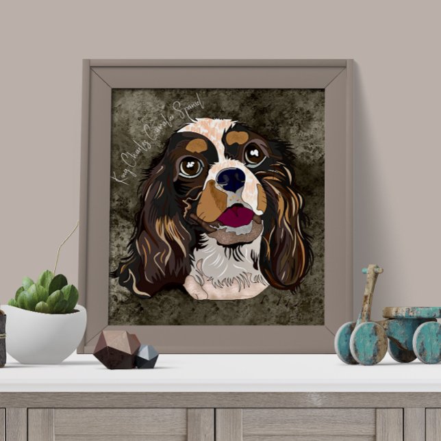 Crazy King Charles Cavalier handgemalt Poster (Von Creator hochgeladen)