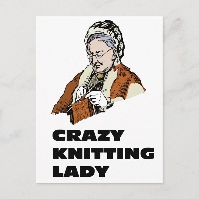 Crazy Knitting Lady Postkarte (Vorderseite)