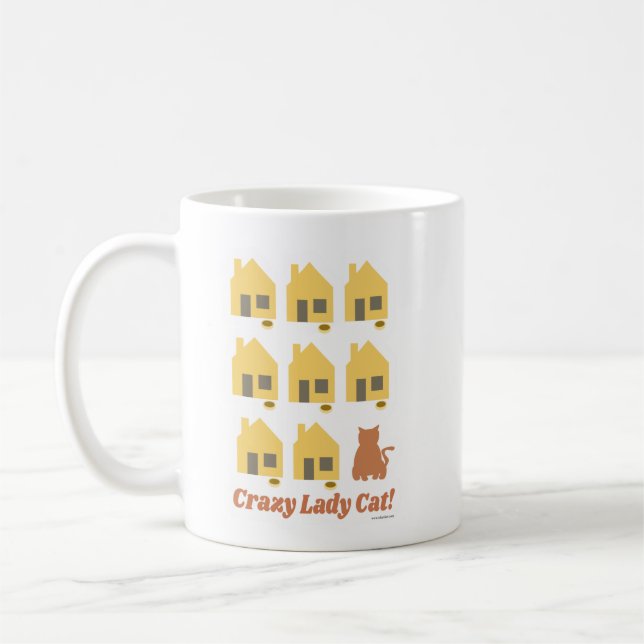 Crazy Lady Cat Fun Cartoon Pet Multi Zuhause Spric Kaffeetasse (Links)