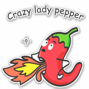 Crazy Lady Pepper Funny Red Chili Hot Vegetables Aufkleber