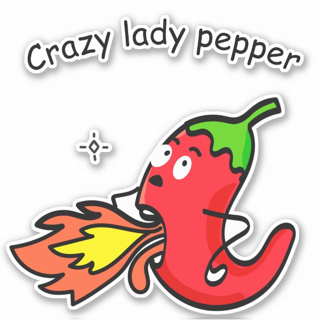 Crazy Lady Pepper Funny Red Chili Hot Vegetables Aufkleber (Vorderseite)