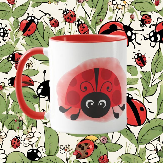 Crazy Ladybug Ladybug Dame fügt Text hinzu Tasse (Von Creator hochgeladen)
