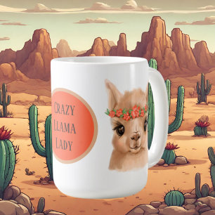 Crazy Lama Ladame fügt Text hinzu Kaffeetasse