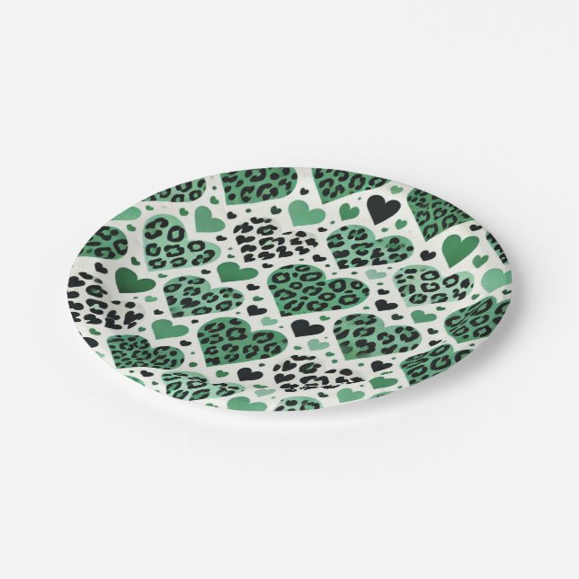 Crazy Liebe (grün) Pappteller (Schrägansicht)